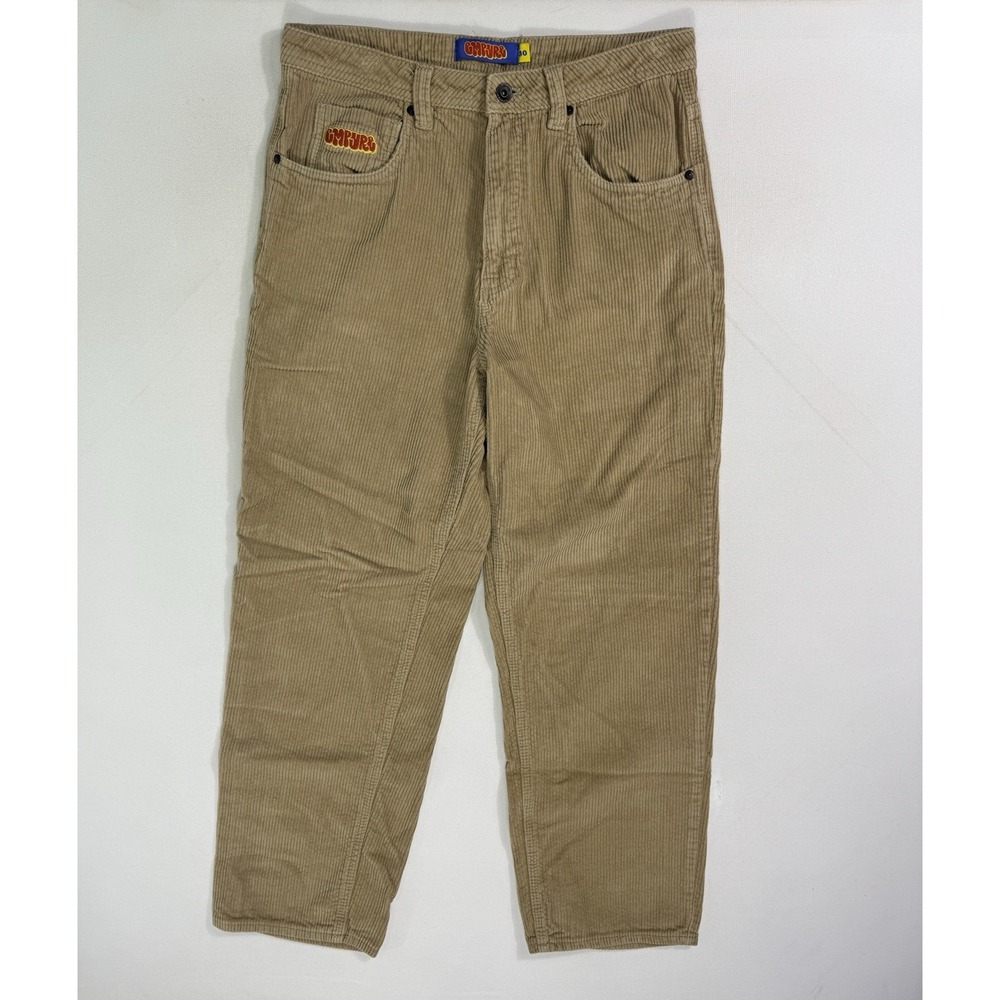 Empyre Relax Baggy Corduroy Pants Mens 30 Beige Khaki Y2K Skate Grunge 32x28